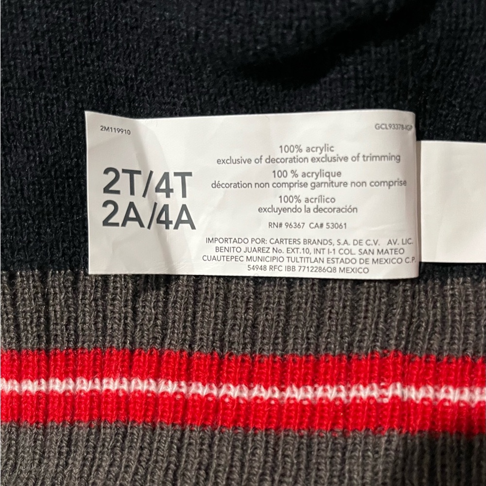 OshKosh B'gosh NWT Reversible Knit Beanie - Gray & Orange Dinosaurs SIZE 2T-4T - Picture 8 of 8